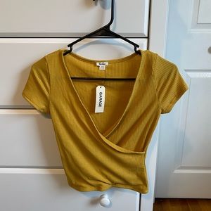 Mustard Yellow Wrap Garage Crop Top